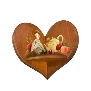 Heart Shaped Wooden Wall Corner Shelf Rustic Primitive Farmhouse Laura Mac 12"